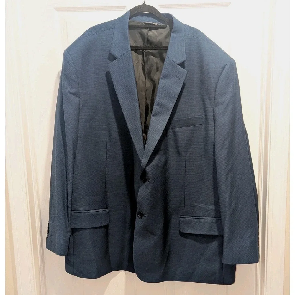 Modern Microcheck Navy Sport Coat Blazer 56L Big Tall Business Wedding Career